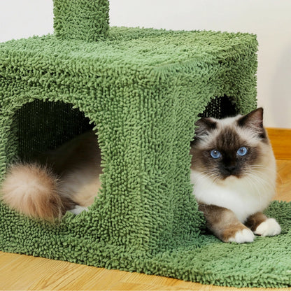 Arbre à Chat Solide 102cm Hamac Bois Design Vert – Cascade