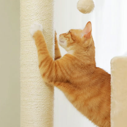 Arbre à Chat Solide 114cm Hamac Bois Beige – Pumori