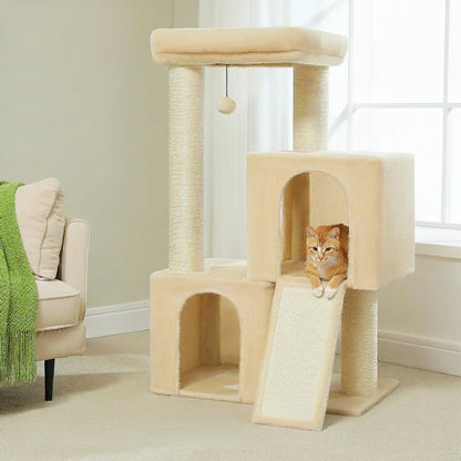 Arbre à Chat Solide 114cm Hamac Bois Beige – Pumori