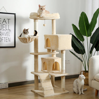 Arbre à Chat Doubles Condos Hamac Bois Gris – Numbur