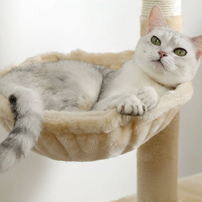 Arbre à Chat Doubles Condos Hamac Bois Gris – Numbur