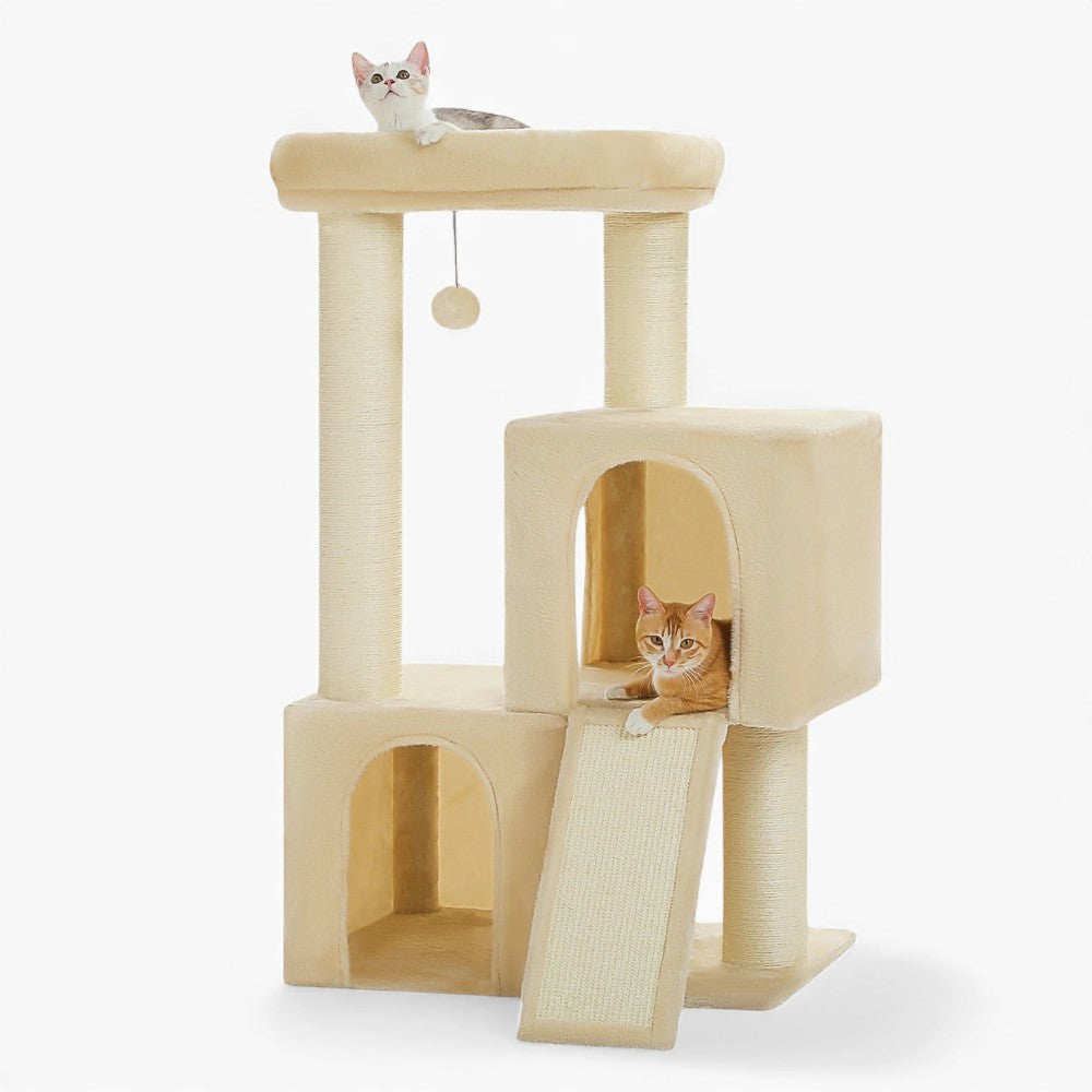Arbre à Chat Solide 114cm Hamac Bois Beige – Pumori
