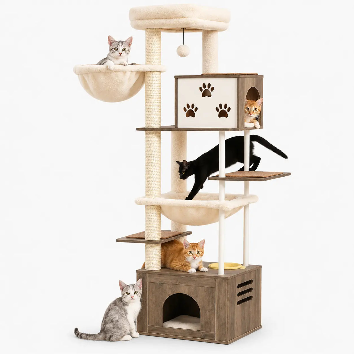 Arbre à Chat 7 Niveaux avec Griffoir et Hamac