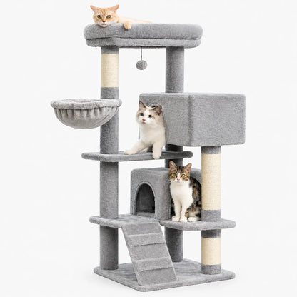 Arbre à Chat Multi-Niveaux avec Hamac et Griffoir