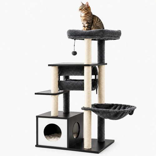 Arbre à chat moderne multi-niveaux avec griffoir