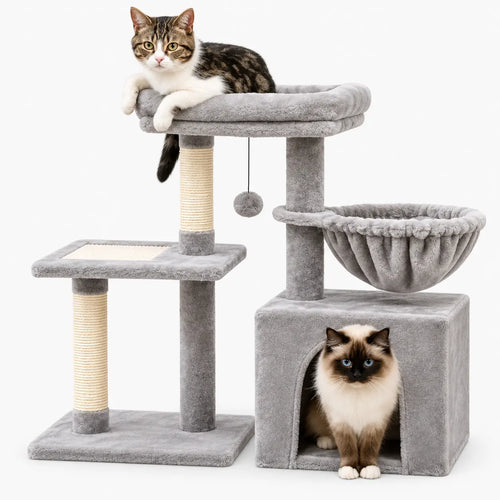 Arbre à Chat Compact avec Griffoirs et Niche