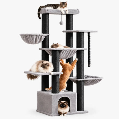 Arbre à Chat Multi-Niveaux avec Griffoir et Hamac