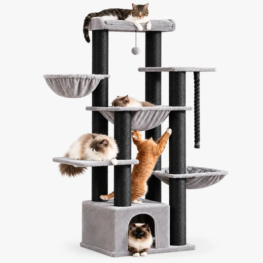 Arbre à Chat Multi-Niveaux avec Griffoir et Hamac