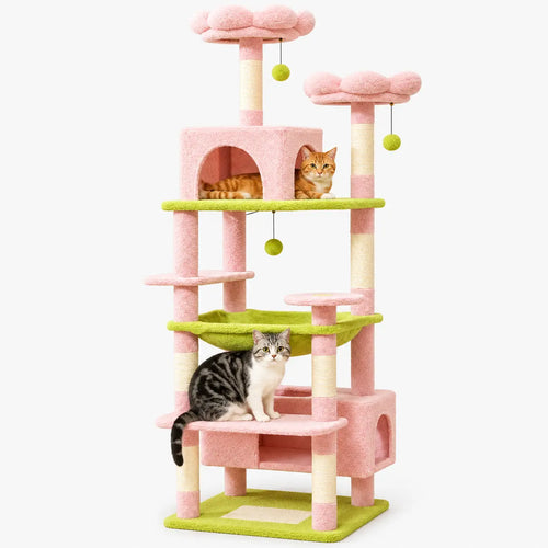 Arbre à Chat Rose avec Griffoir et Hamac