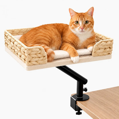 Lit de Bureau Rotatif pour Chat avec Support