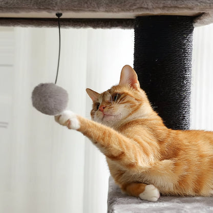 Arbre à Chat 114cm Hamac Bois | Gris | Le Perchoir Du Chat