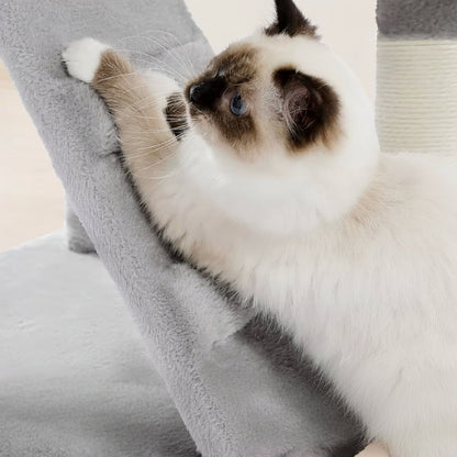 Arbre à Chat 143cm Hamac Bois | Gris | Le Perchoir Du Chat