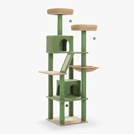 Arbre à Chat 180cm Hamac Bois | Vert | Perchoir Du Chat