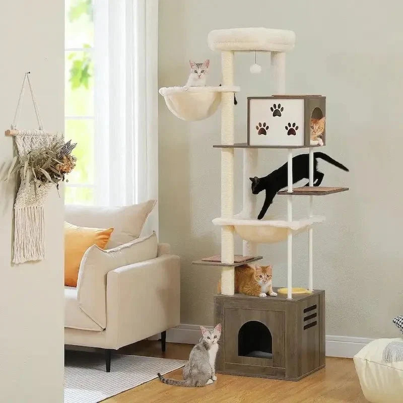 Arbre à Chat 7 Niveaux - Griffoir et Hamac Inclus