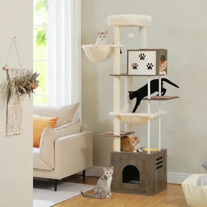 Arbre à Chat 7 Niveaux - Griffoir et Hamac Inclus
