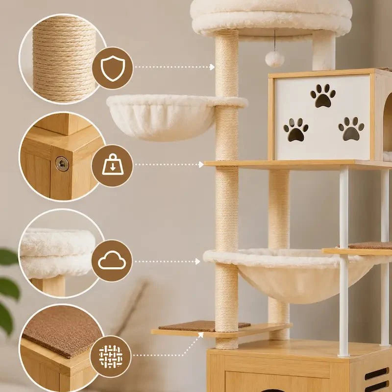 Arbre à Chat 7 Niveaux - Griffoir et Hamac Inclus