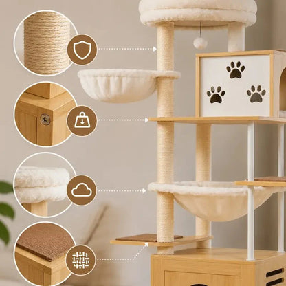 Arbre à Chat 7 Niveaux - Griffoir et Hamac Inclus