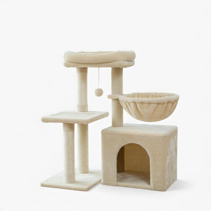 Arbre à Chat 73cm Hamac Bois | Beige | Perchoir Du Chat