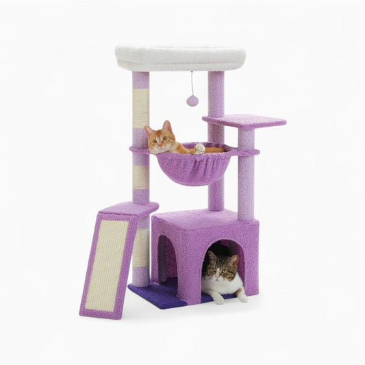 Arbre à Chat 92cm Hamac Bois Violet | Perchoir Du Chat