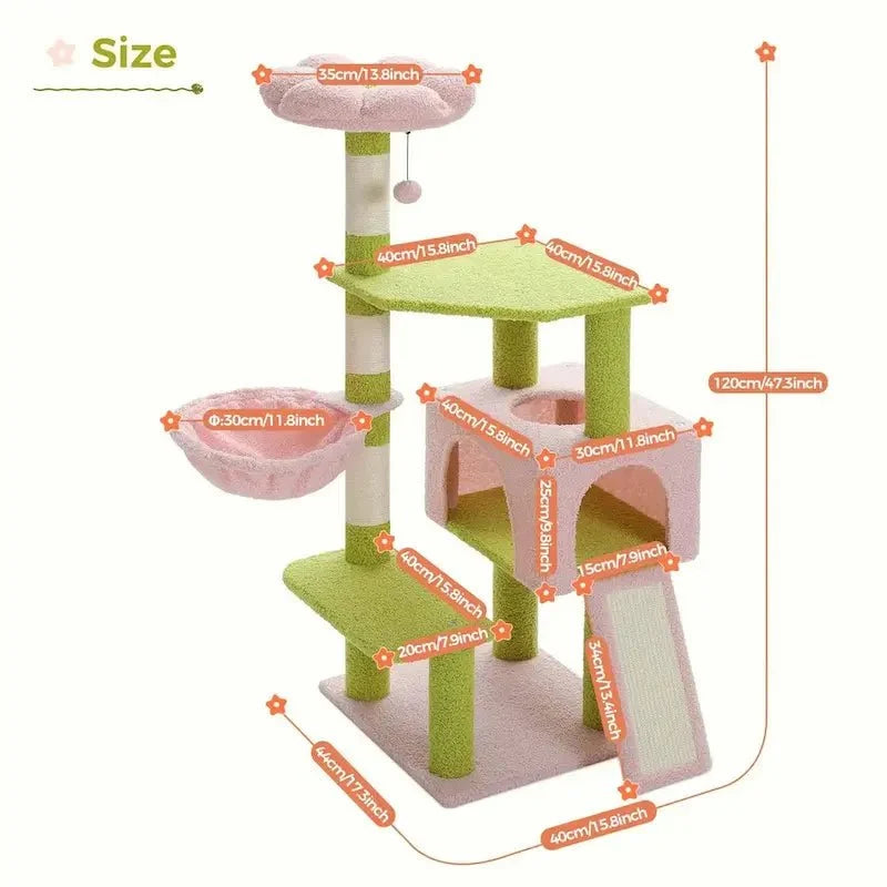 Arbre à Chat 120 cm avec Griffoir et Hamac