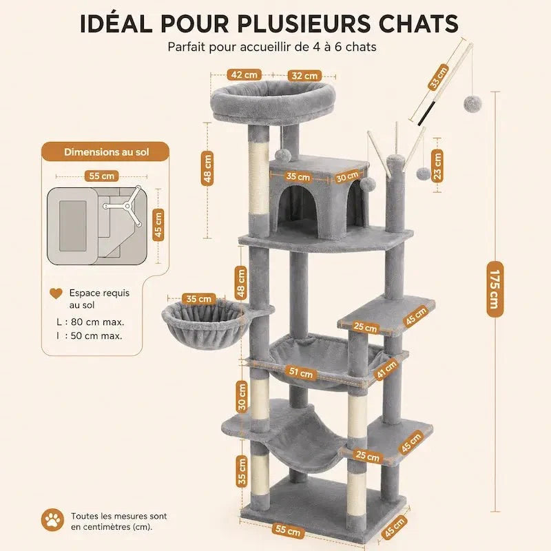 Arbre à Chat Hamac Griffoir Multi-Niveaux