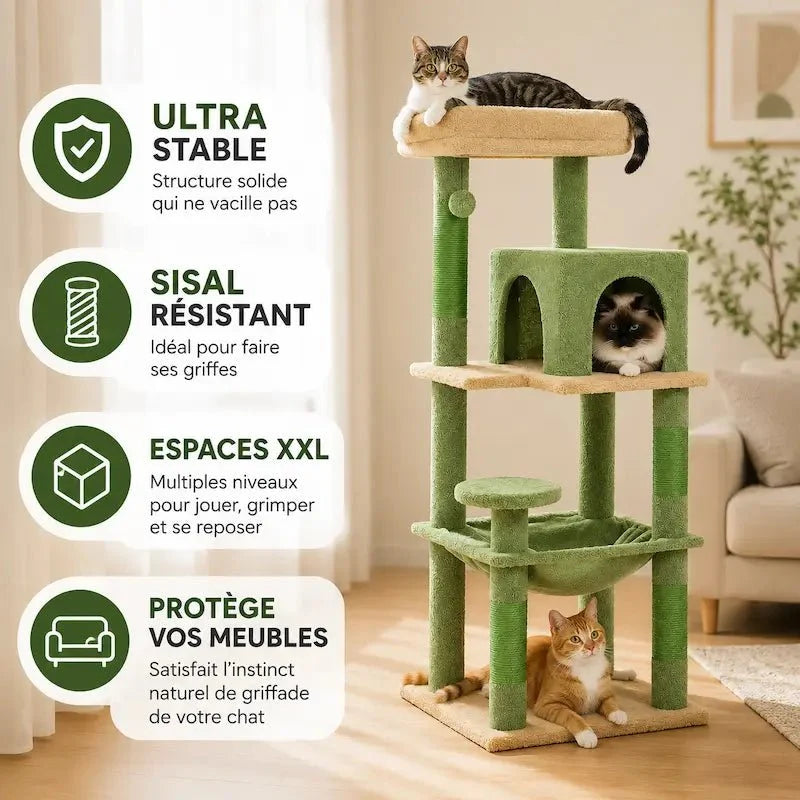 Arbre à Chat Solide avec Hamac et Griffoir