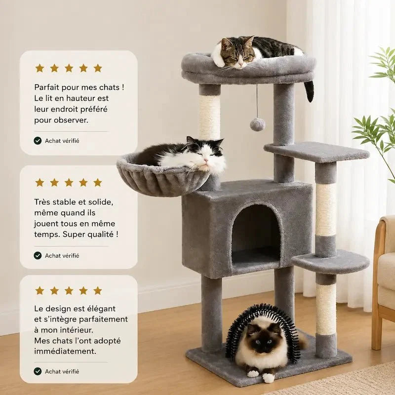 Arbre à Chat avec Hamac et Jouet - Griffoir Inclus