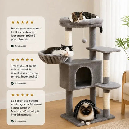 Arbre à Chat avec Hamac et Jouet - Griffoir Inclus