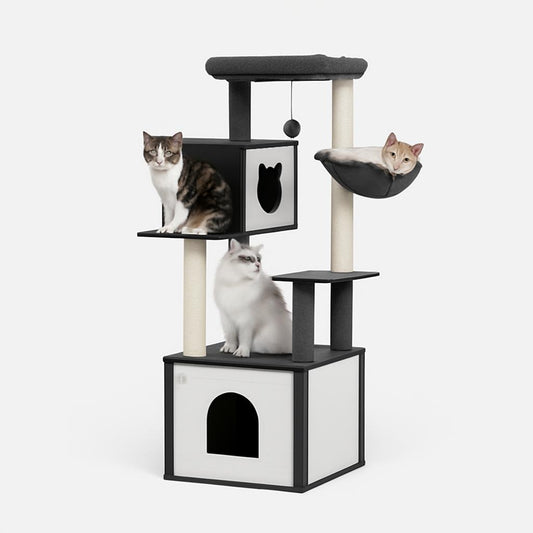Arbre à Chat 2 en 1 avec Litière et Hamac