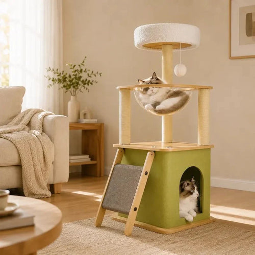 Arbre à Chat Compact - Griffoir et Hamac Inclus