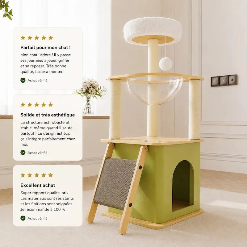 Arbre à Chat Compact - Griffoir et Hamac Inclus