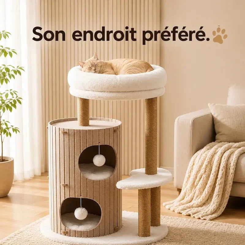 Arbre à Chat Design Compact et Griffoir Sisal