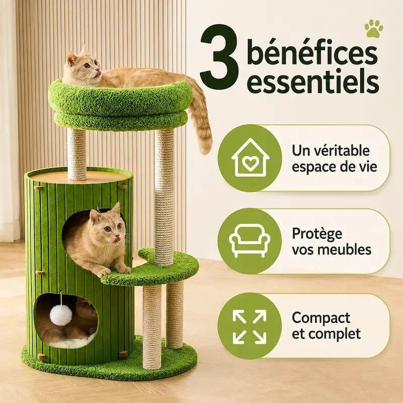Arbre à Chat Design Compact et Griffoir Sisal