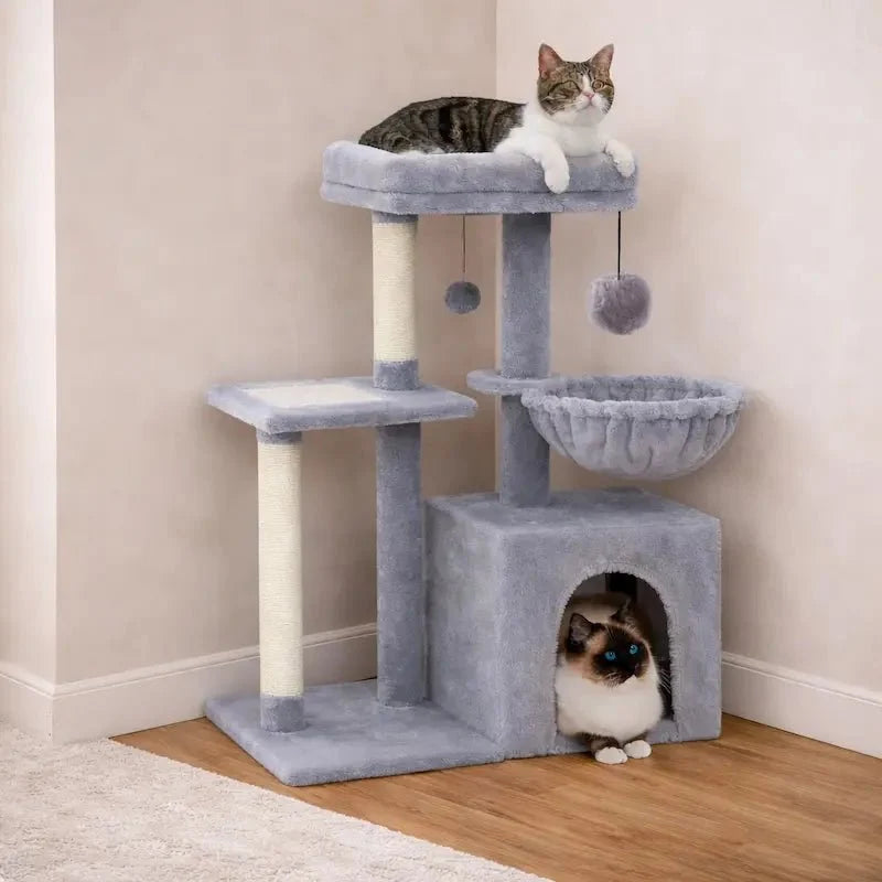 Arbre à Chat Compact avec Niche et Griffoirs