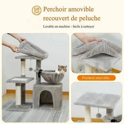 Arbre à Chat Compact avec Niche et Griffoirs