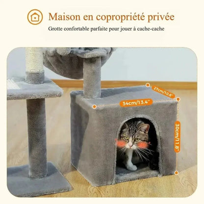 Arbre à Chat Compact avec Niche et Griffoirs