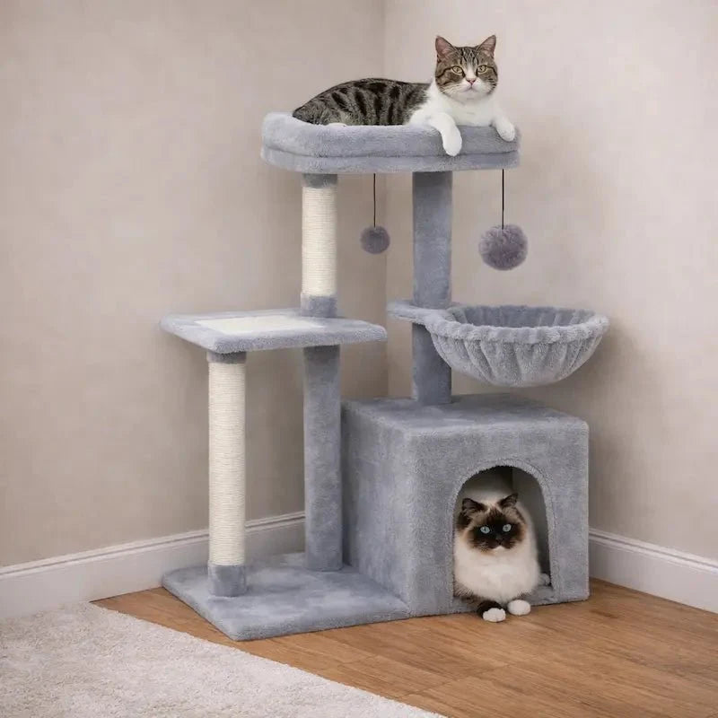 Arbre à Chat Compact avec Niche et Griffoirs