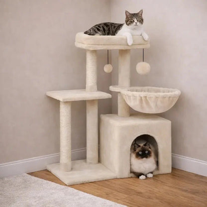 Arbre à Chat Compact avec Niche et Griffoirs