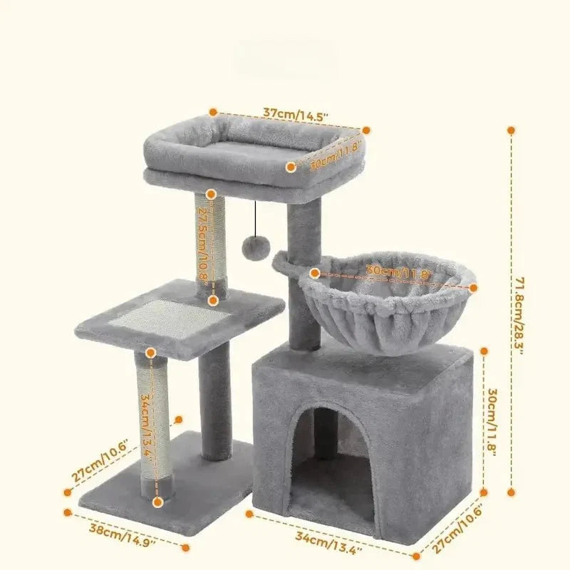 Arbre à Chat Compact avec Niche et Griffoirs