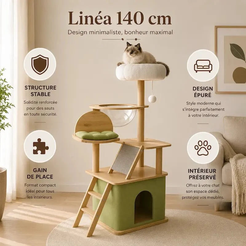 Arbre à Chat 140 cm avec Griffoir et Niche