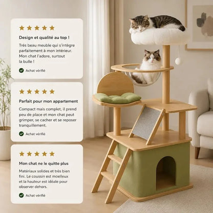 Arbre à Chat 140 cm avec Griffoir et Niche