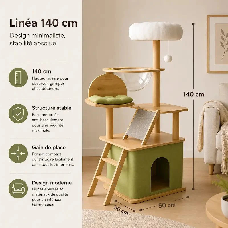 Arbre à Chat 140 cm avec Griffoir et Niche