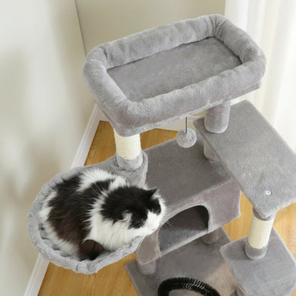 Arbre à Chat Hamac 106cm Bois | Gris | Perchoir Du Chat