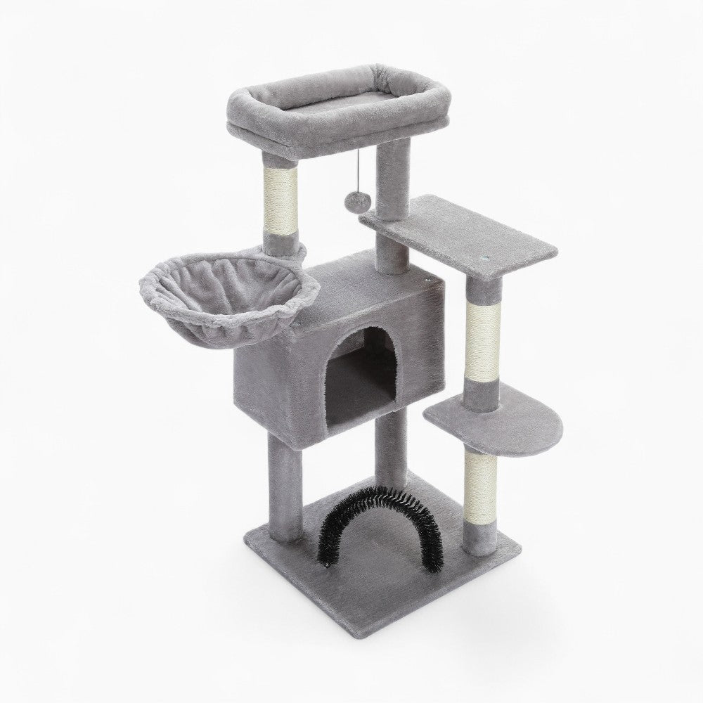 Arbre à Chat Hamac 106cm Bois | Gris | Perchoir Du Chat