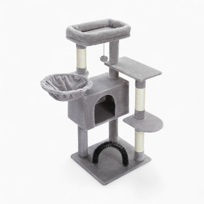 Arbre à Chat Hamac 106cm Bois | Gris | Perchoir Du Chat