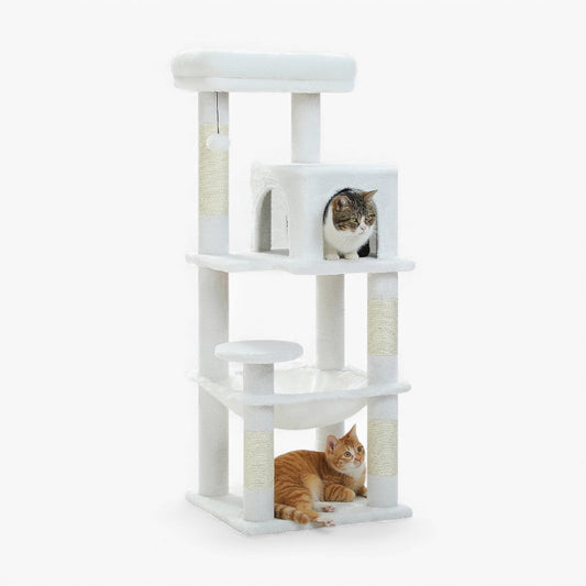 Arbre à Chat Hamac Bois | Blanc | Perchoir Du Chat
