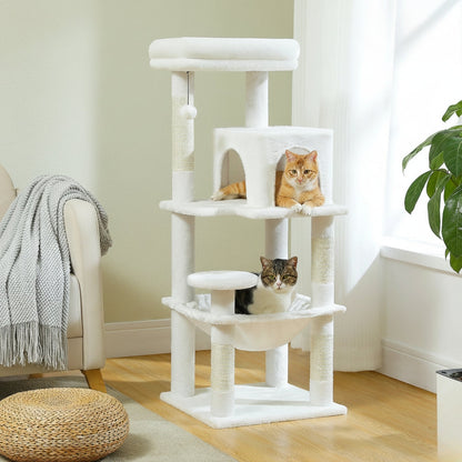 Arbre à Chat Hamac Bois | Blanc | Perchoir Du Chat