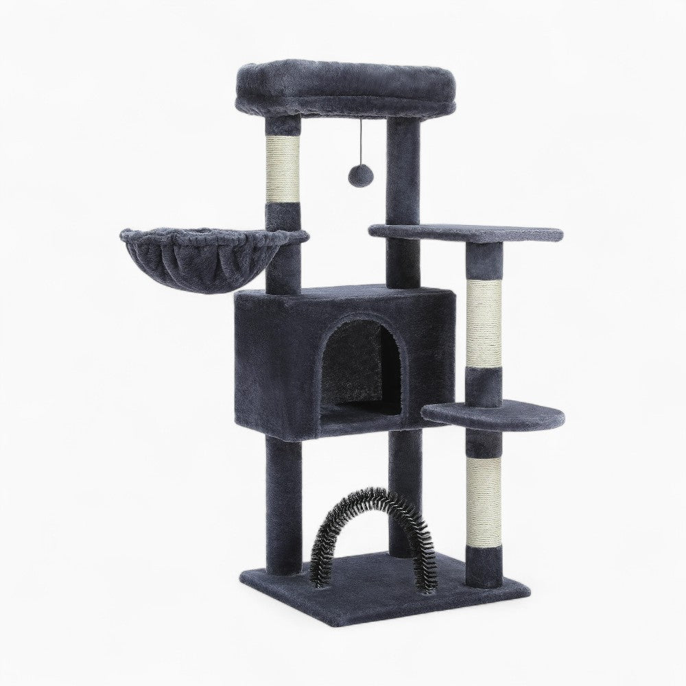 Arbre à Chat Hamac Foncé Bois 106cm | Gris | Perchoir Du Chat