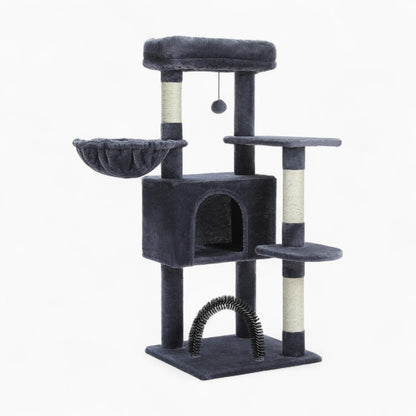 Arbre à Chat Hamac Foncé Bois 106cm | Gris | Perchoir Du Chat