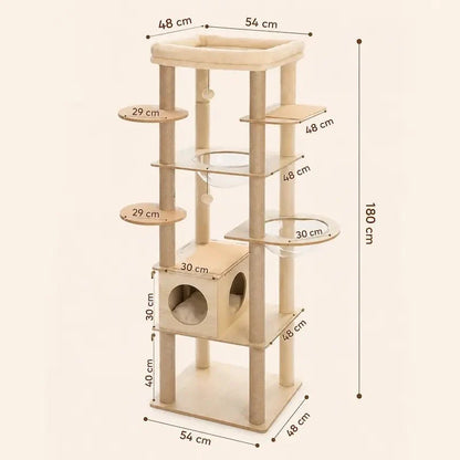 Arbre à Chat avec Hamac et Perchoir - Bois